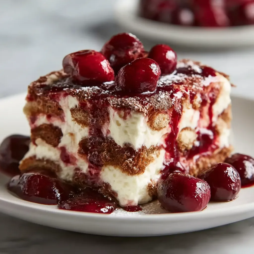 Luxurious Cherry Amaretto Tiramisu with Dark Chocolate and Mascarpone