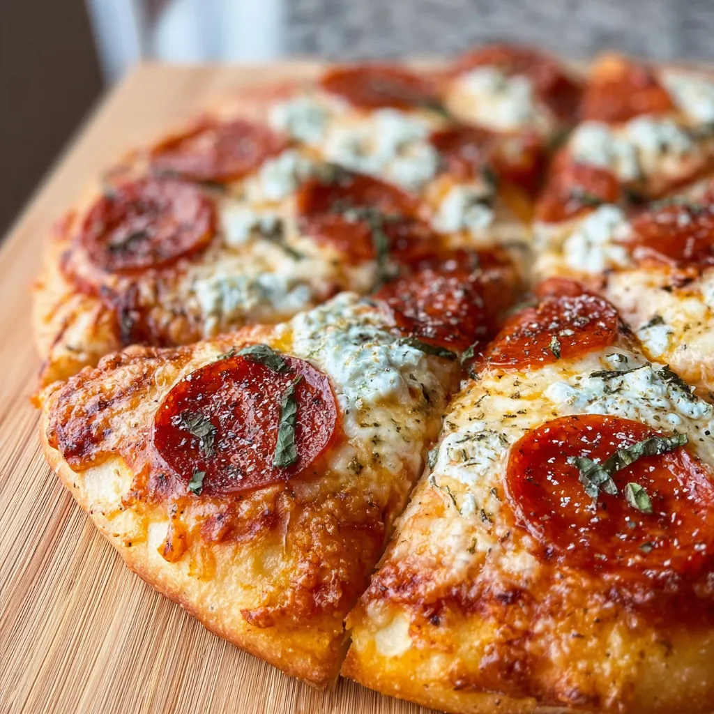 Ultimate Hot Honey Pepperoni Ricotta Pizza with Spicy Sweet and Creamy Elements