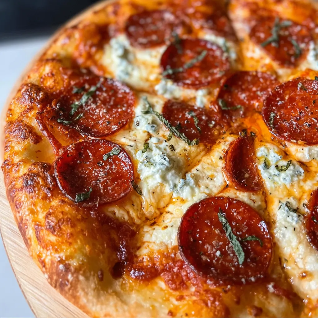 Ultimate Hot Honey Pepperoni Ricotta Pizza with Spicy Sweet and Creamy Elements - tertiary view