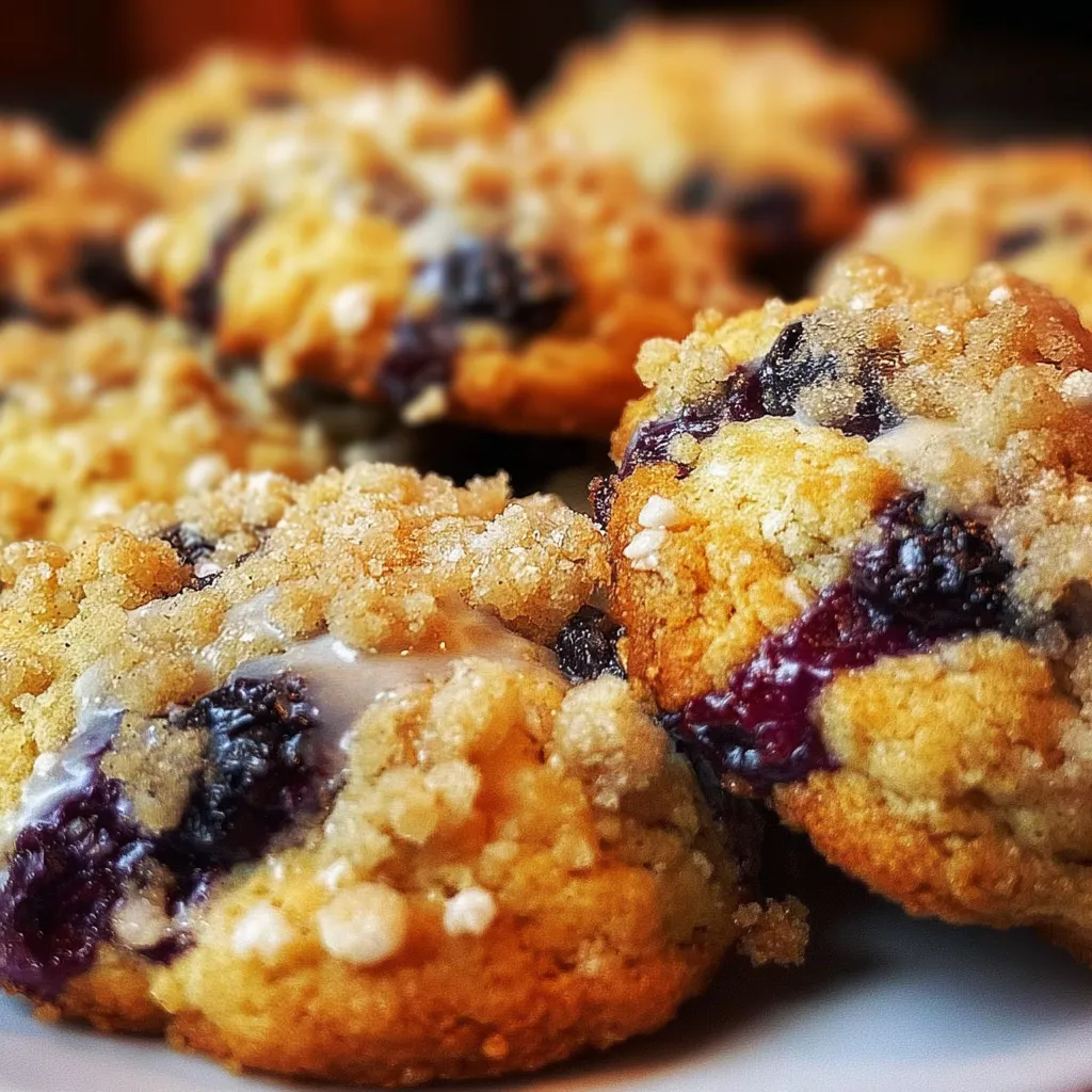 Ultimate Blueberry Muffin Cookies with Crunchy Cinnamon Streusel and Vanilla Glaze