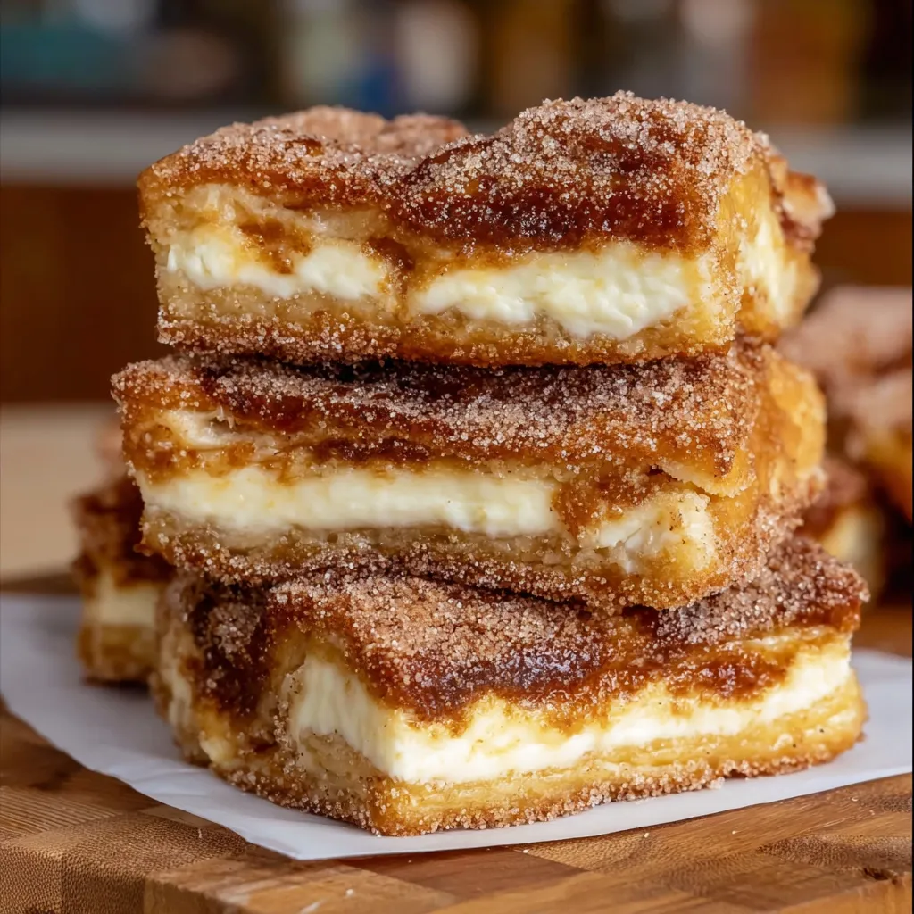Ultimate Churro Cheesecake Squares with Cinnamon Sugar Coating and Cream Filling - secondary view