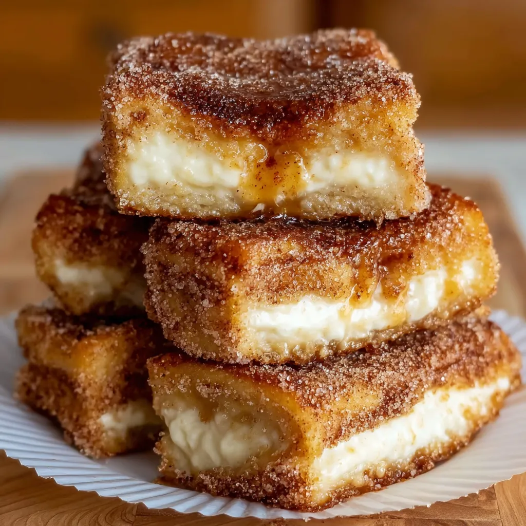 Ultimate Churro Cheesecake Squares with Cinnamon Sugar Coating and Cream Filling - tertiary view