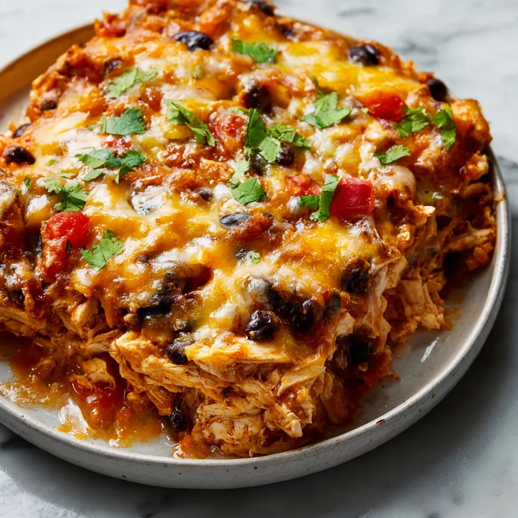 Ultimate Easy Chicken Burrito Casserole with Melted Cheese and Spices - tertiary view