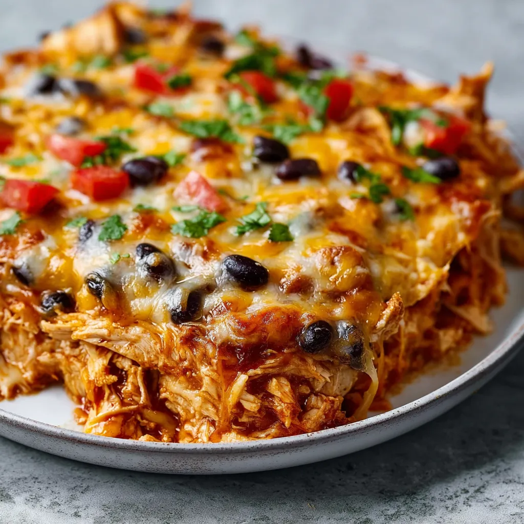 Ultimate Easy Chicken Burrito Casserole with Melted Cheese and Spices