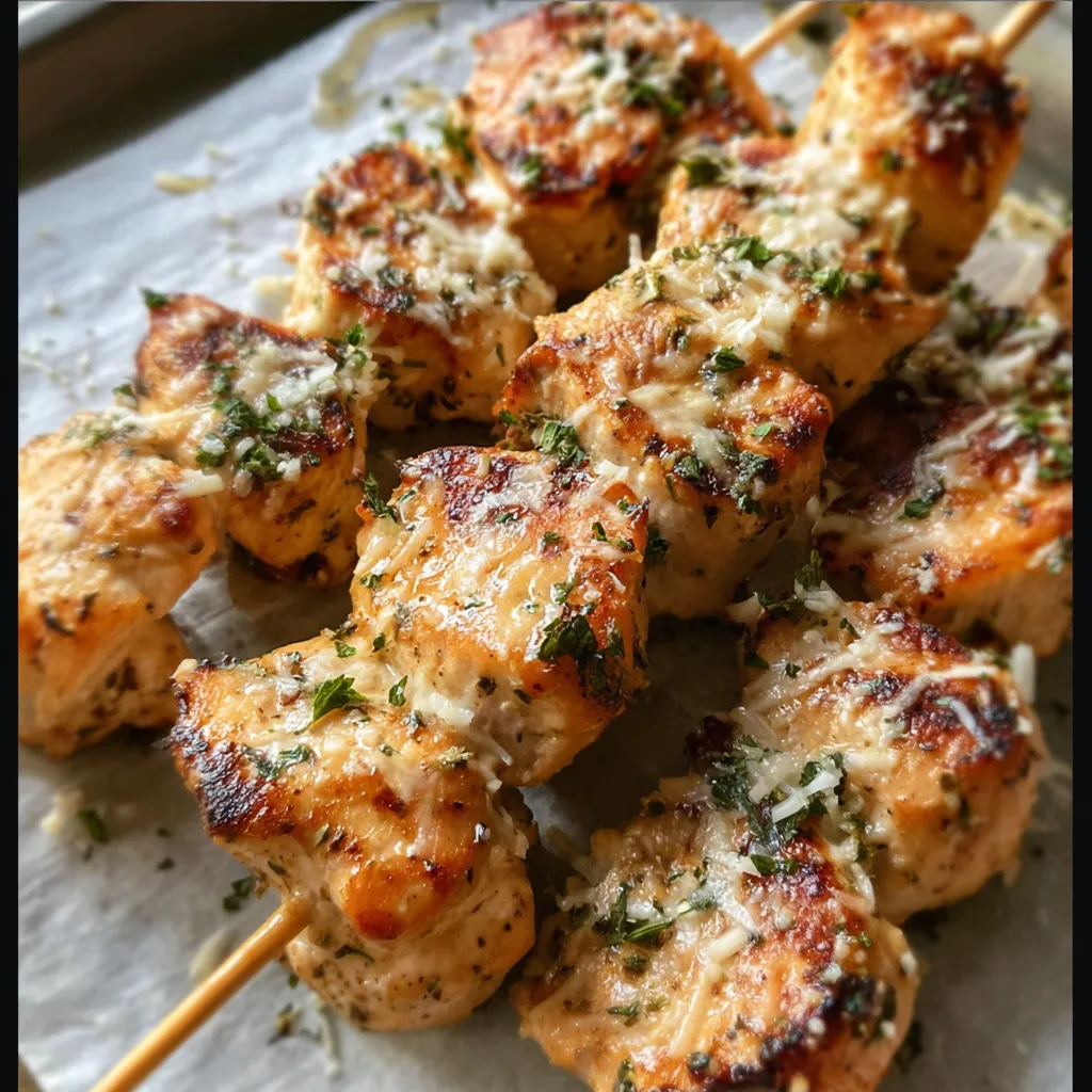 Grilled Ranch Garlic Parmesan Chicken Skewers with Herb Butter Glaze - secondary view
