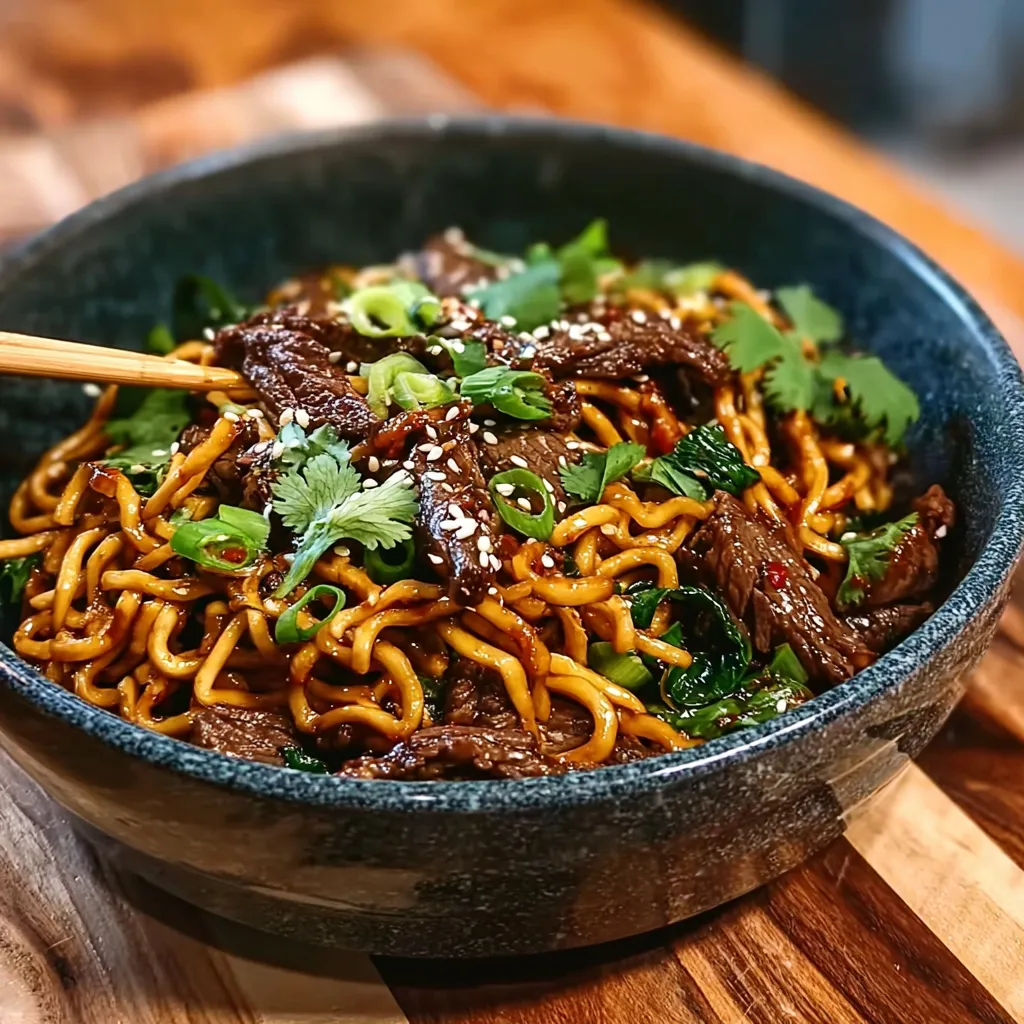 Authentic Hoisin Beef Noodles with Tender Marinated Beef and Fresh Vegetables