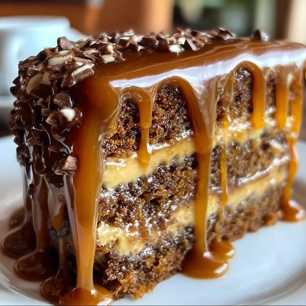Ultimate Gooey Coffee Caramel Cake with Rich Espresso Glaze and Salted Caramel - main view