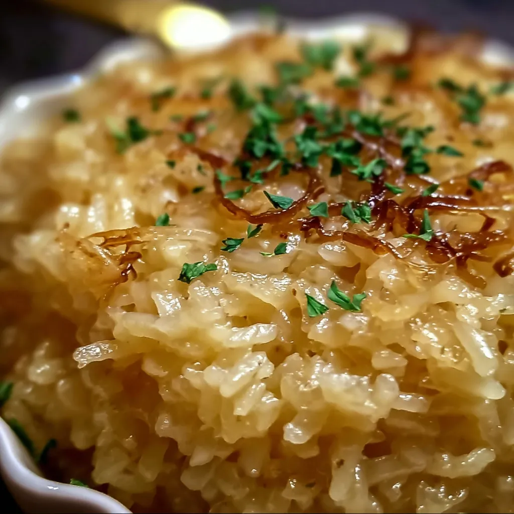 Creamy French Onion Butter Rice with Caramelized Onions and Fresh Herbs - secondary view