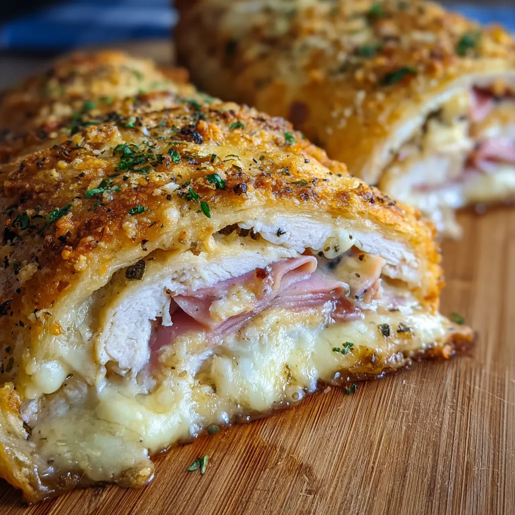 Homemade Chicken Cordon Bleu Stromboli with Ham and Swiss