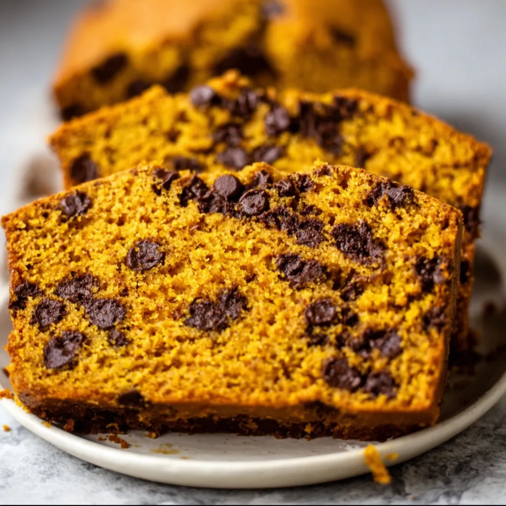 Moist Pumpkin Chocolate Chip Bread with Warm Fall Spices and Semi-Sweet Chocolate - secondary view