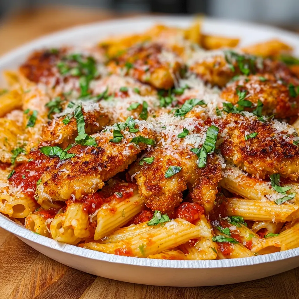 Ultimate Chicken Parmesan Pasta with Crispy Breaded Chicken and Rich Marinara - secondary view