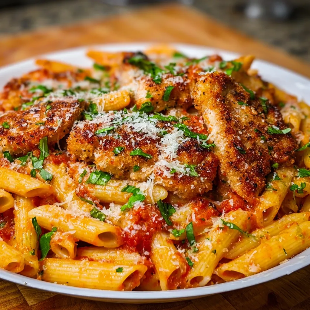 Ultimate Chicken Parmesan Pasta with Crispy Breaded Chicken and Rich Marinara - tertiary view