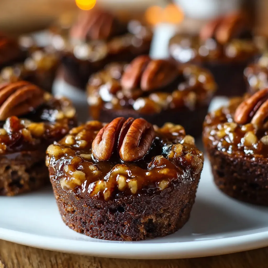 Decadent Pecan Pie Brownie Bites with Gooey Caramel and Toasted Pecans - tertiary view