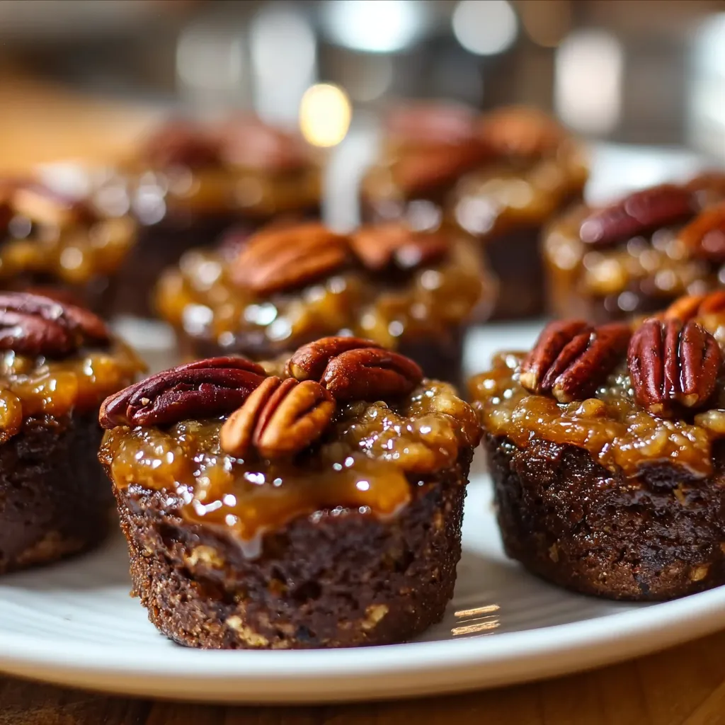 Decadent Pecan Pie Brownie Bites with Gooey Caramel and Toasted Pecans - secondary view
