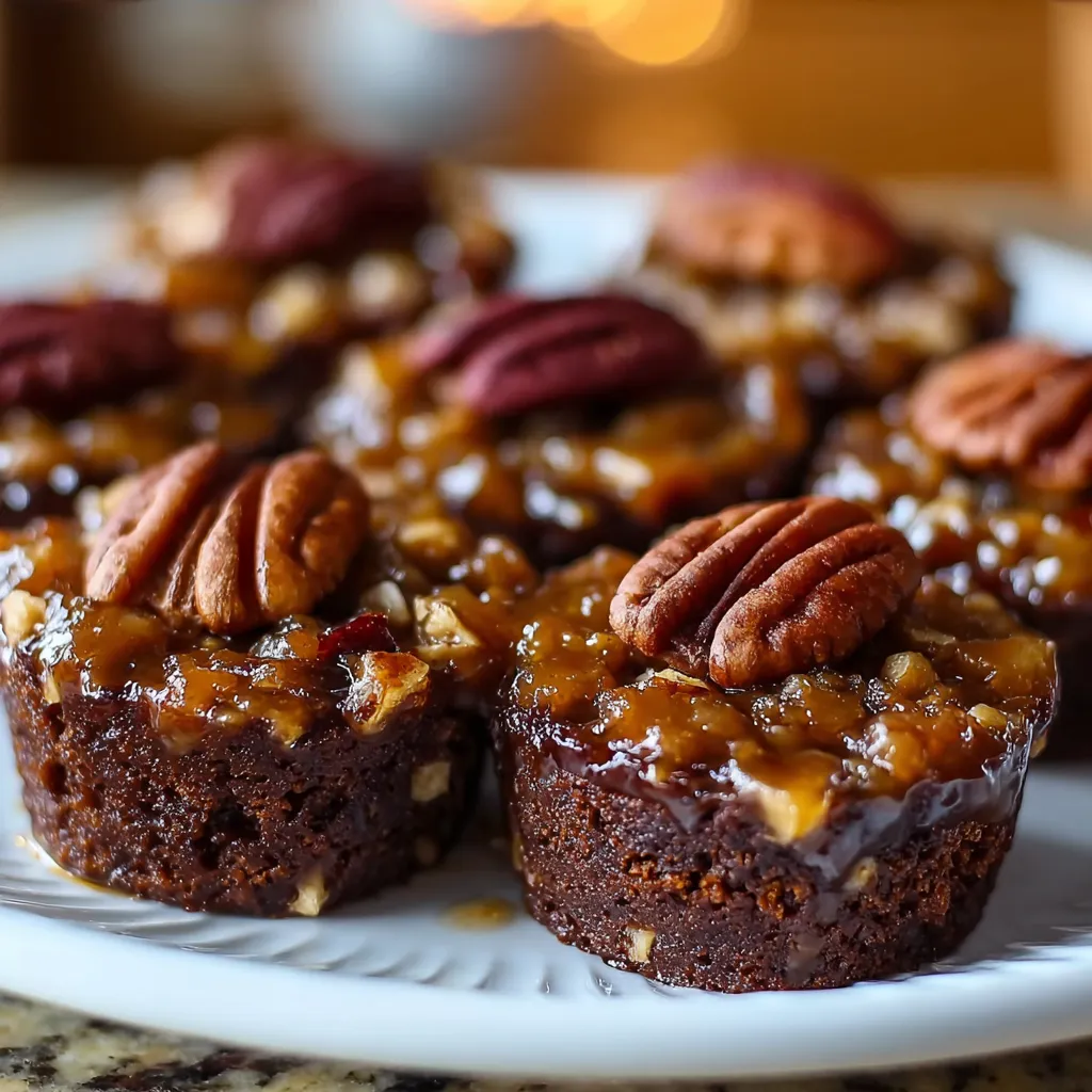 Decadent Pecan Pie Brownie Bites with Gooey Caramel and Toasted Pecans