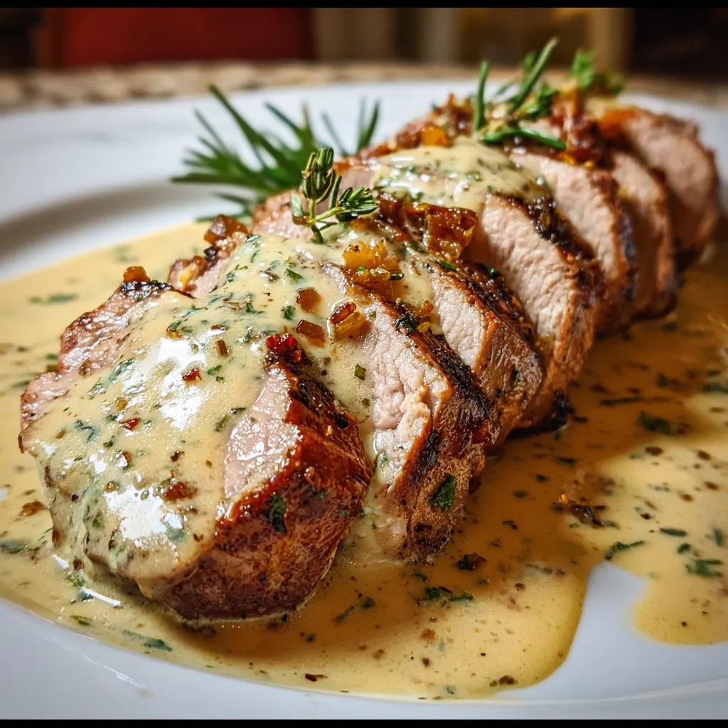Best-Ever Pork Tenderloin with Dijon Cream Sauce and Fresh Herbs - tertiary view