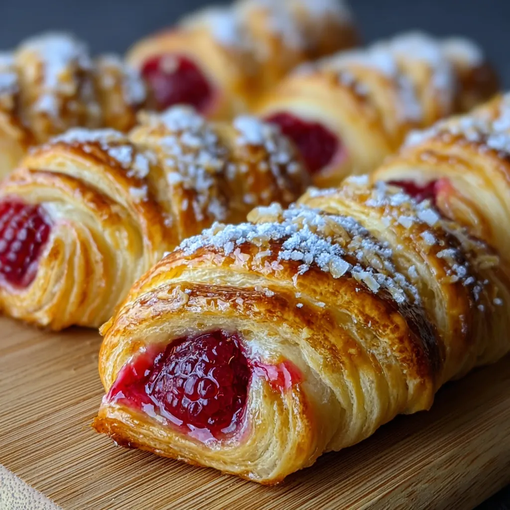 Buttery Flaky Raspberry Pastry Twists with Sweet Glaze and Fresh Berries - tertiary view