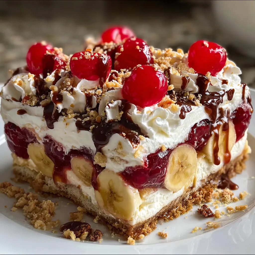 The Best No-Bake Banana Split Cake with Fresh Fruit and Whipped Cream - secondary view