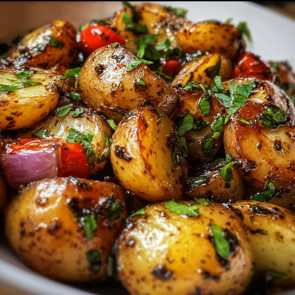 Mediterranean Balsamic Roasted Potato Salad with Fresh Herbs and Cherry Tomatoes - tertiary view