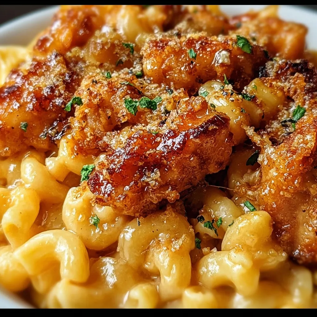 The Absolute Best Honey Pepper Chicken Mac and Cheese - Ultimate Creamy Sweet Heat Comfort Bowl - tertiary view