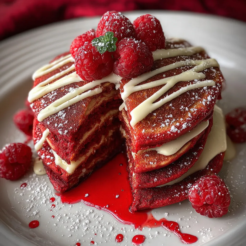 Ultimate Red Velvet Pancakes with Cream Cheese Glaze and Rich Cocoa Flavor - secondary view