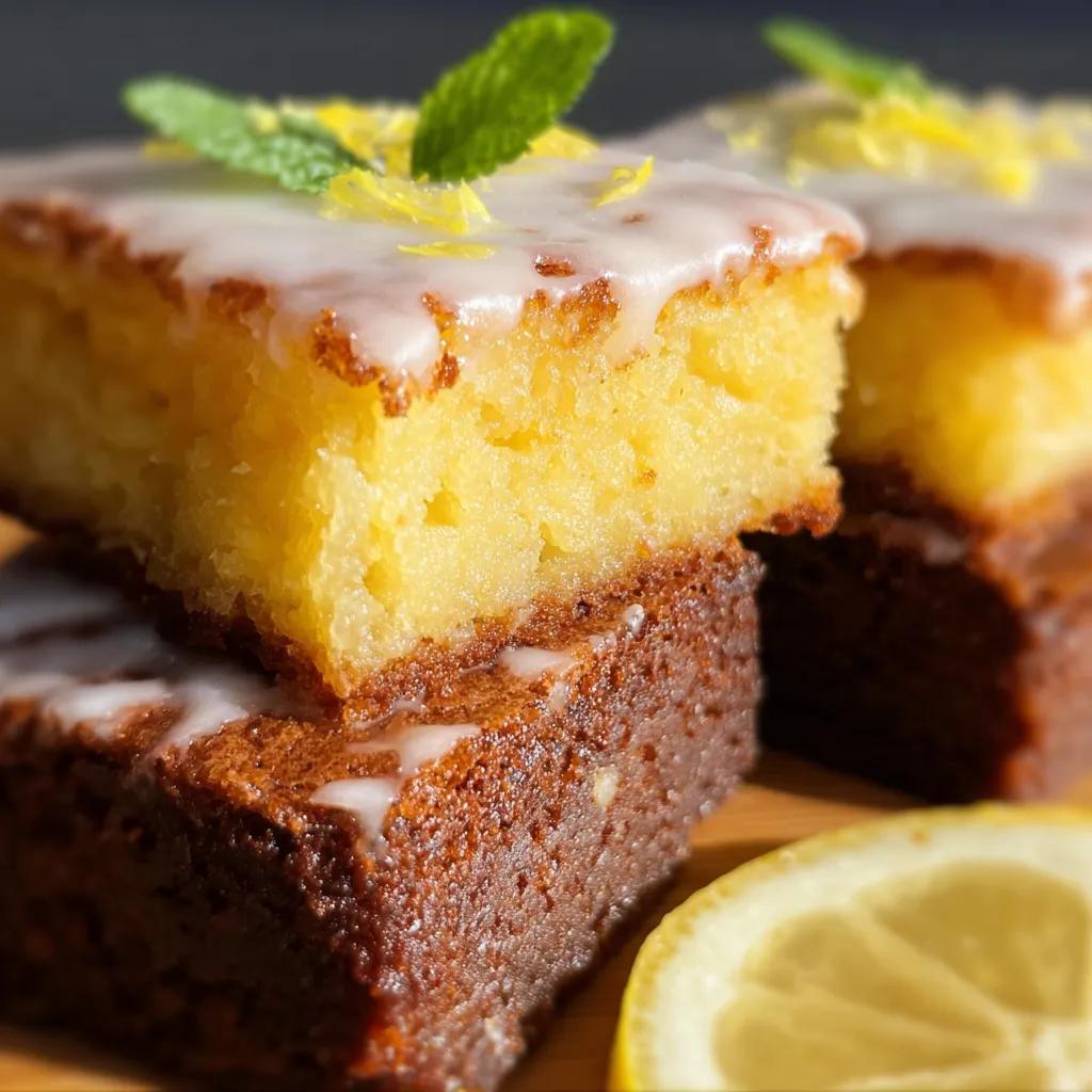 Viral Lemon Brownies with Tangy Lemon Glaze and Fudgy Citrus Base - secondary view