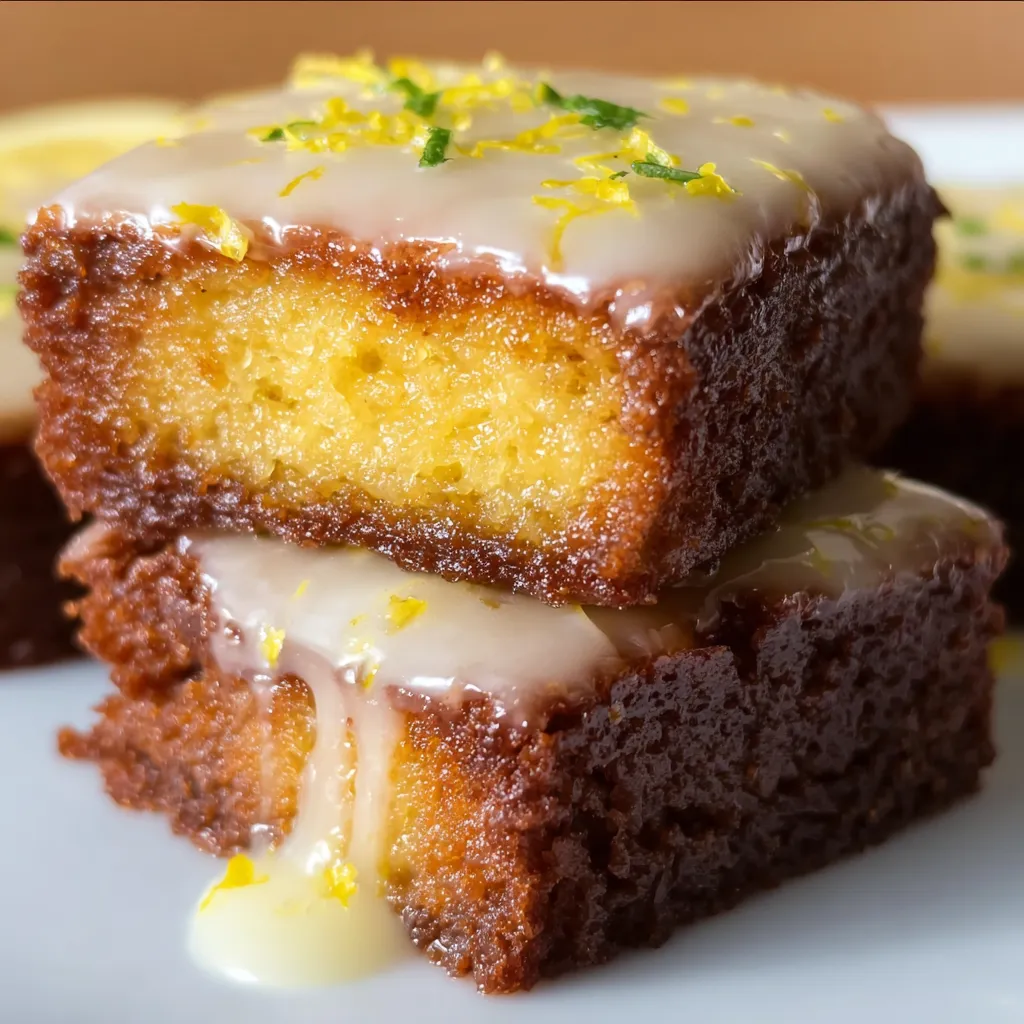 Viral Lemon Brownies with Tangy Lemon Glaze and Fudgy Citrus Base - tertiary view