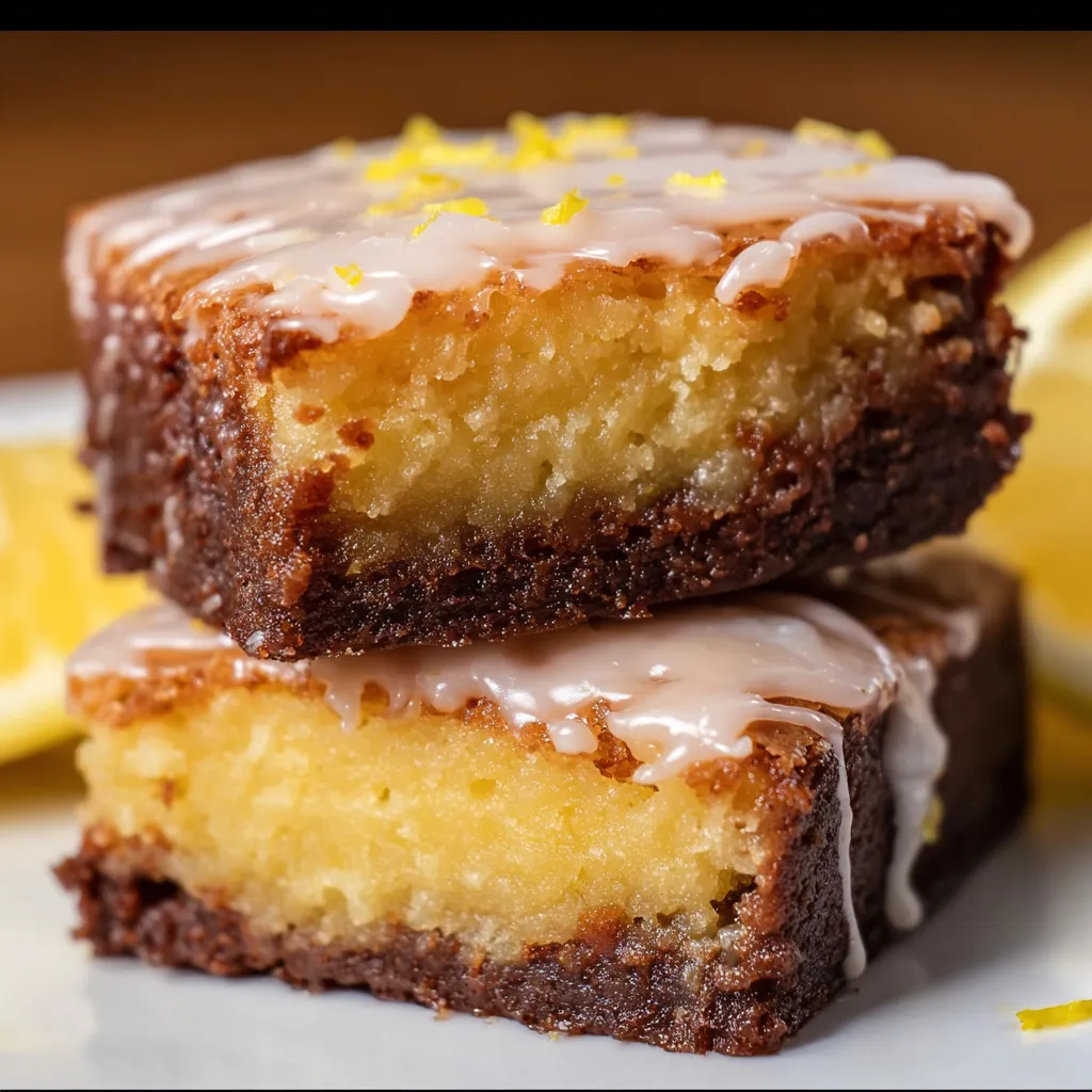 Viral Lemon Brownies with Tangy Lemon Glaze and Fudgy Citrus Base