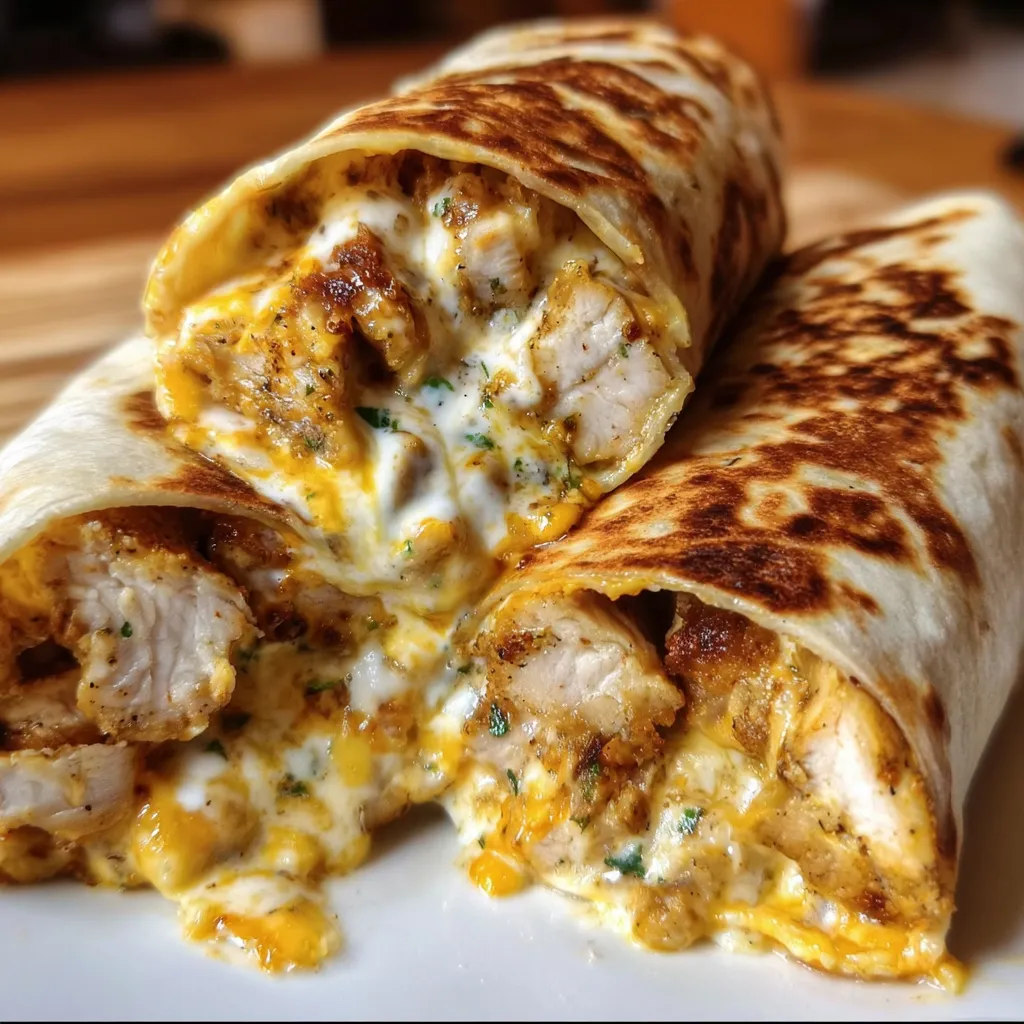 Ultimate Ooey-Gooey Cheesy Garlic Chicken Wraps with Melted Cheese - secondary view