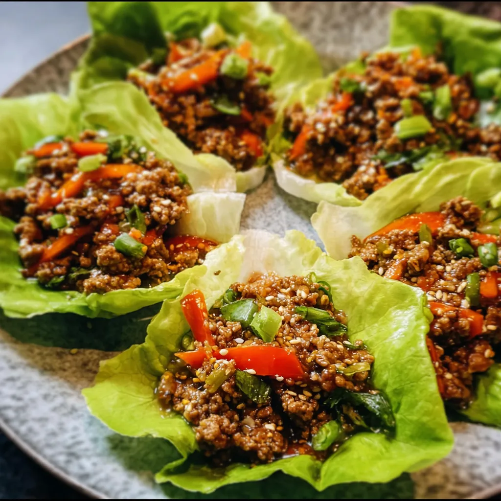 Ultimate Asian-Style Ground Beef Lettuce Wraps with Savory Ginger Soy Glaze - main view