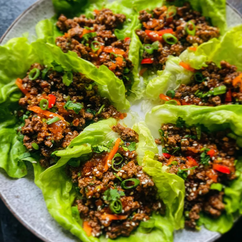 Ultimate Asian-Style Ground Beef Lettuce Wraps with Savory Ginger Soy Glaze - tertiary view