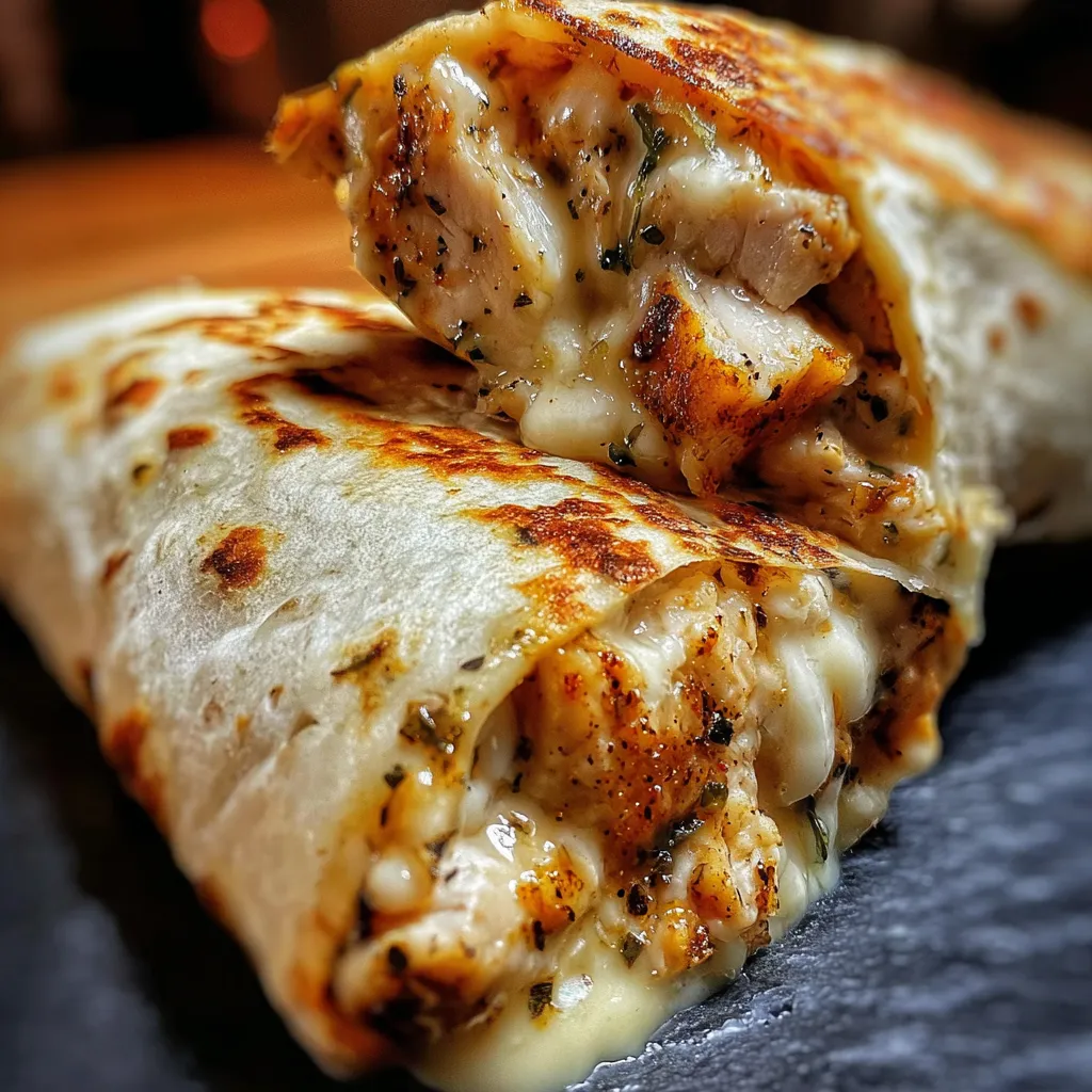 Fast Cheesy Garlic Chicken Wraps - Quick Garlicky Chicken and Cheese Tortilla Wraps - tertiary view