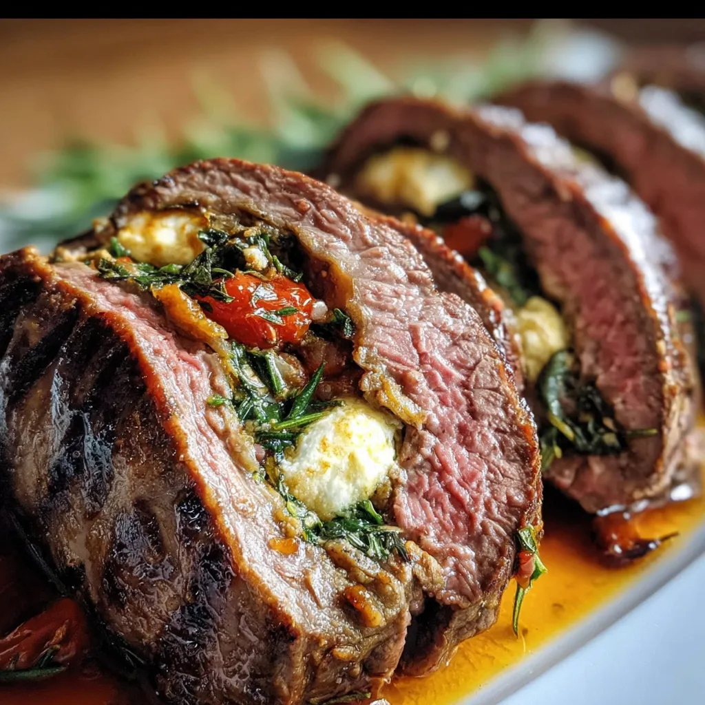 Irresistible Stuffed Flank Steak with Herb Spinach and Cheese for Family Dinner Fun