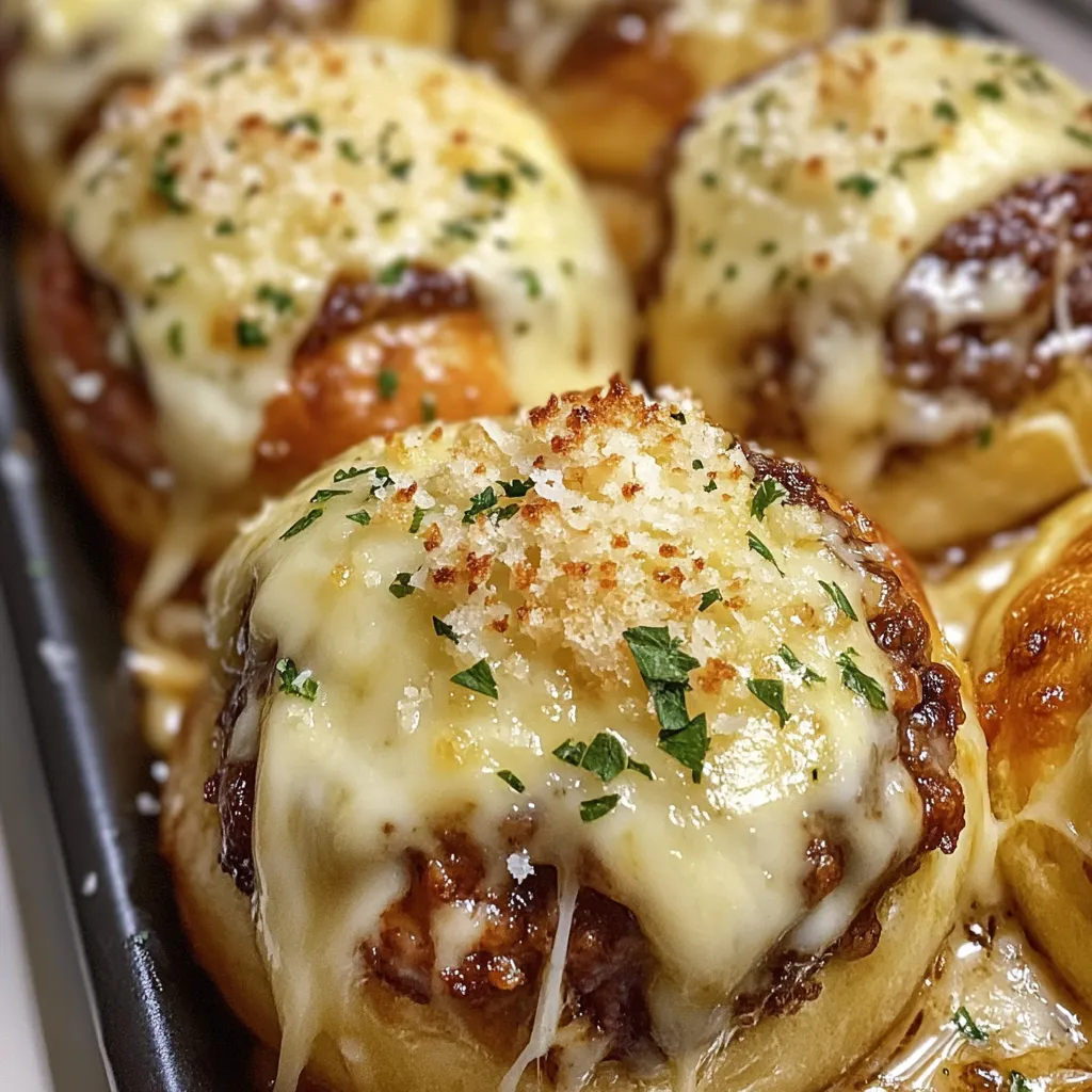 Ultimate Garlic Parmesan Cheeseburger Bombs with Crispy Coating and Cheese Centers - secondary view