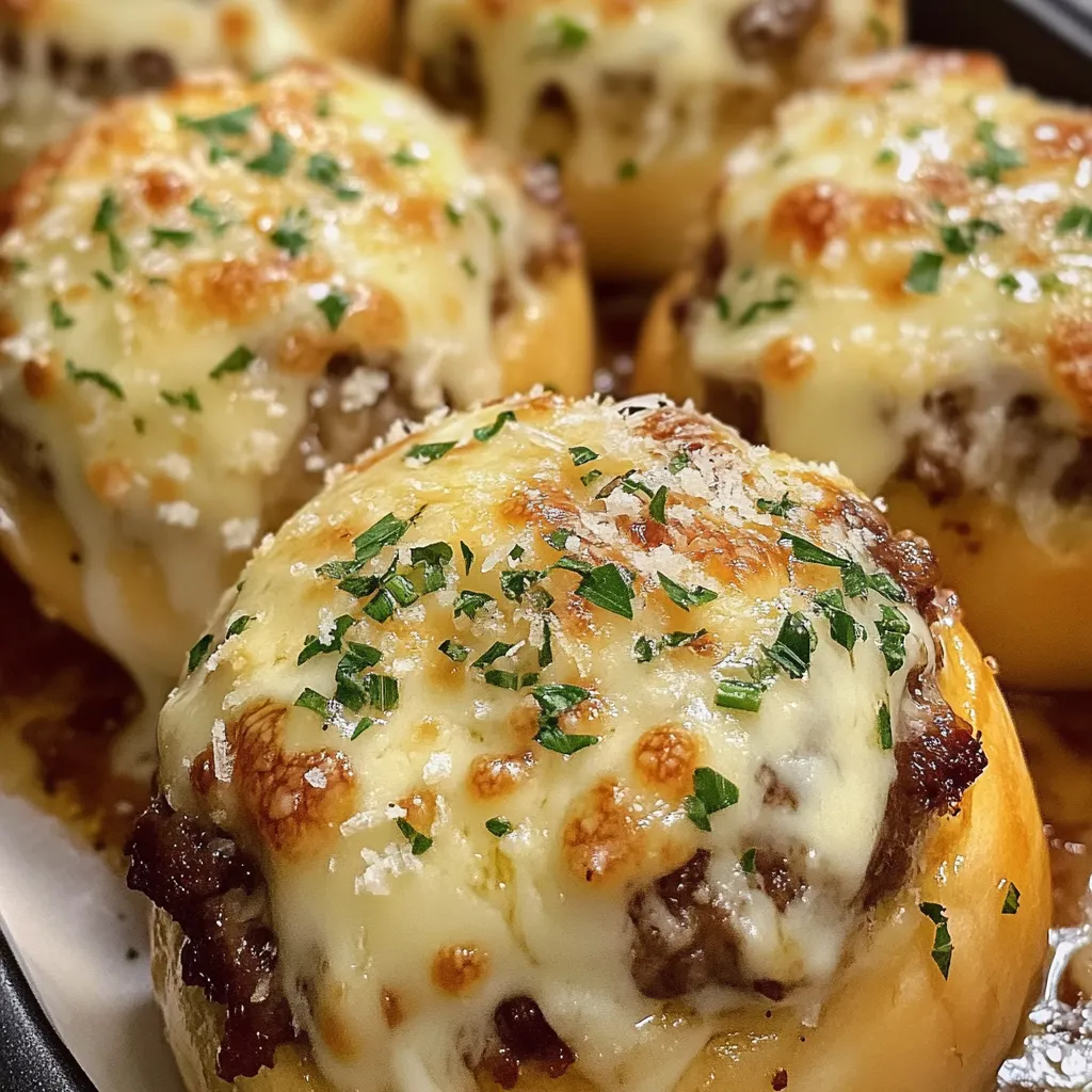 Ultimate Garlic Parmesan Cheeseburger Bombs with Crispy Coating and Cheese Centers - tertiary view