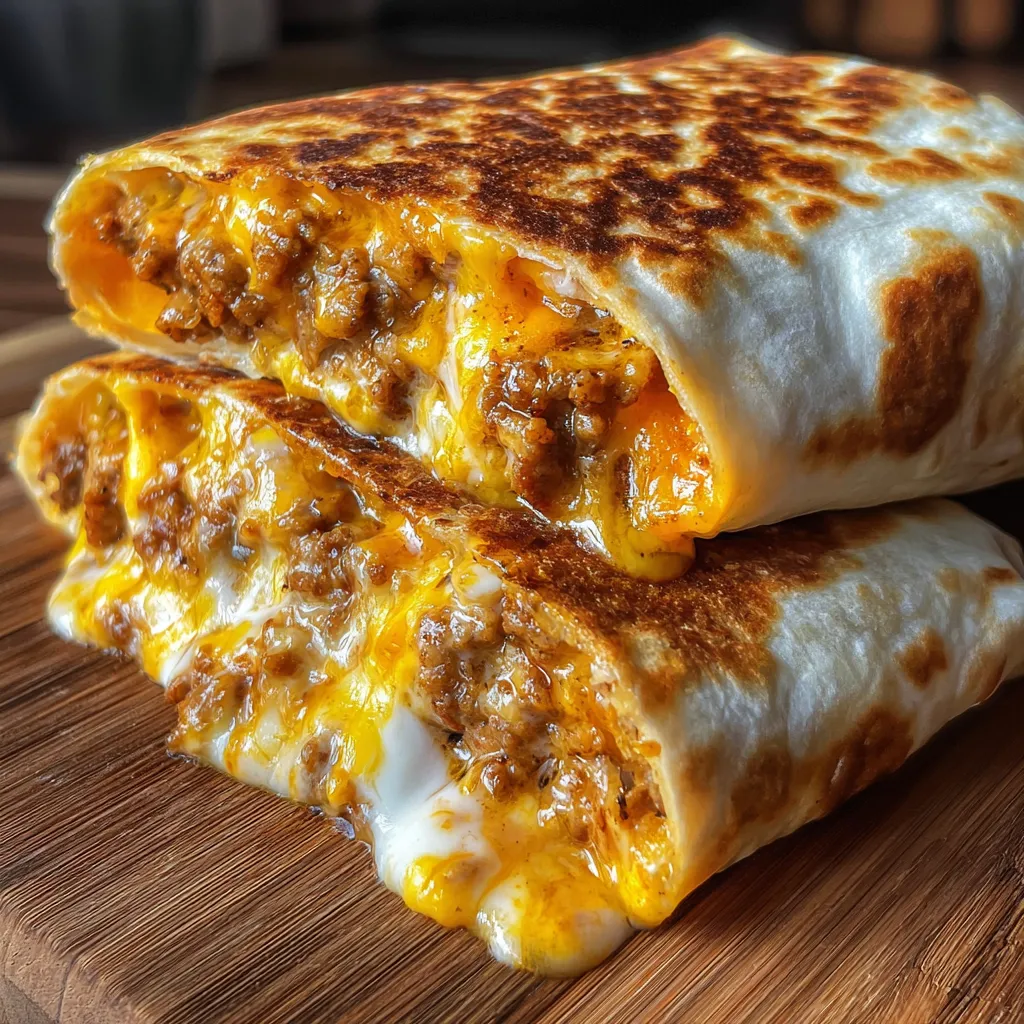 Ultimate Easy Grilled Cheese Burrito with Melted Cheese and Crispy Golden Tortilla - secondary view