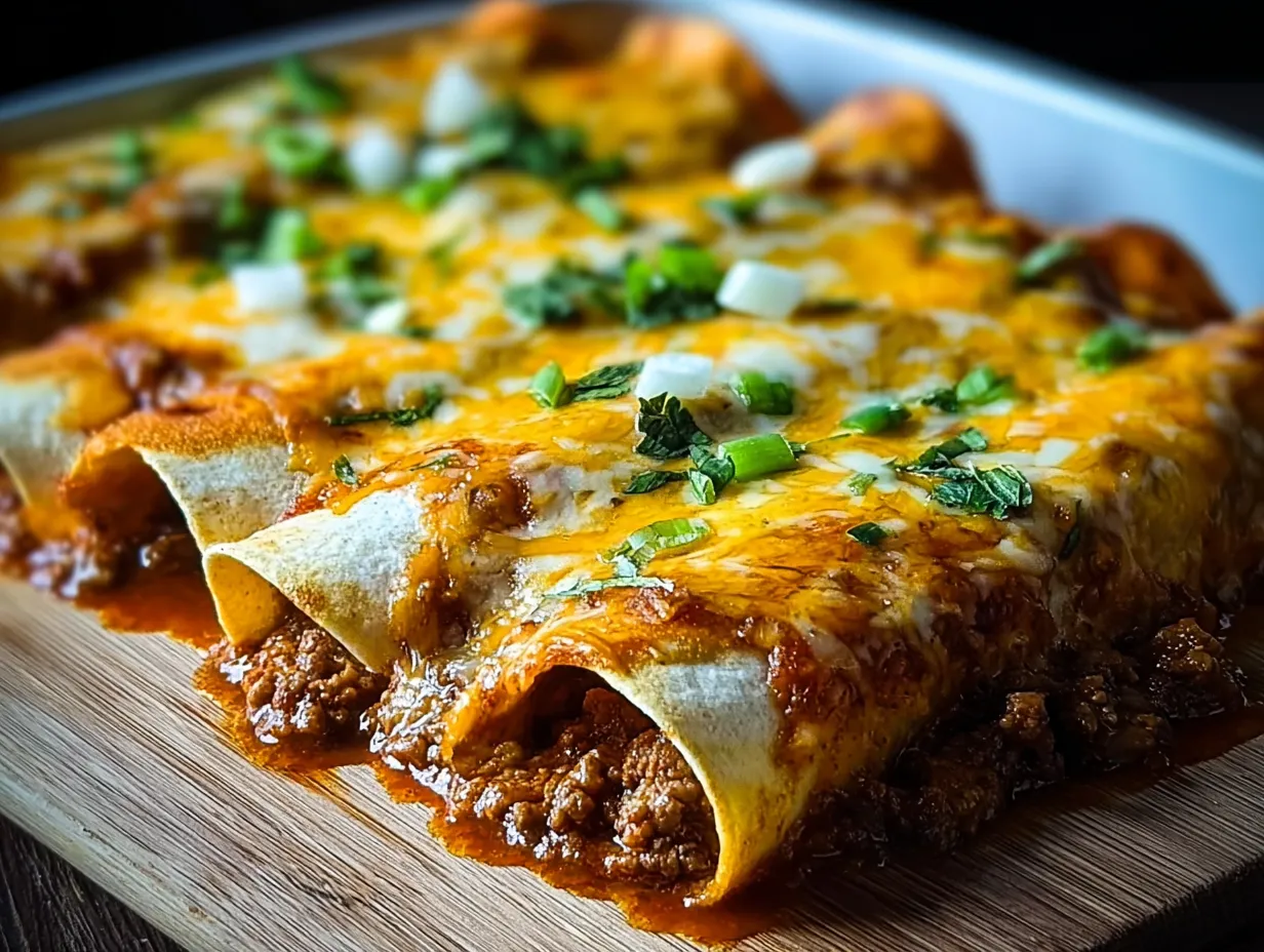 Ultimate Cheesy Ground Beef Enchiladas with Rich Sauce and Melted Cheese - secondary view