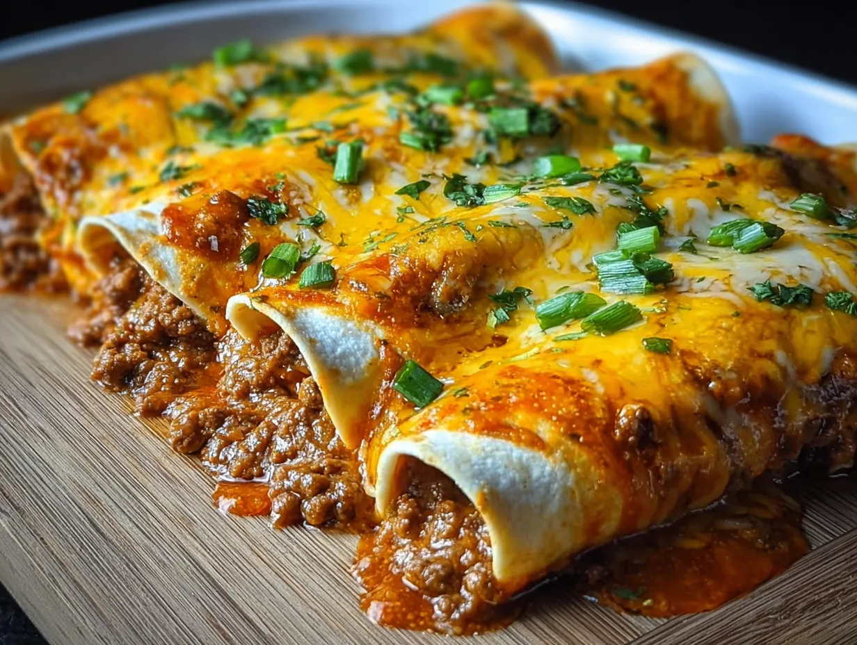 Ultimate Cheesy Ground Beef Enchiladas with Rich Sauce and Melted Cheese - tertiary view