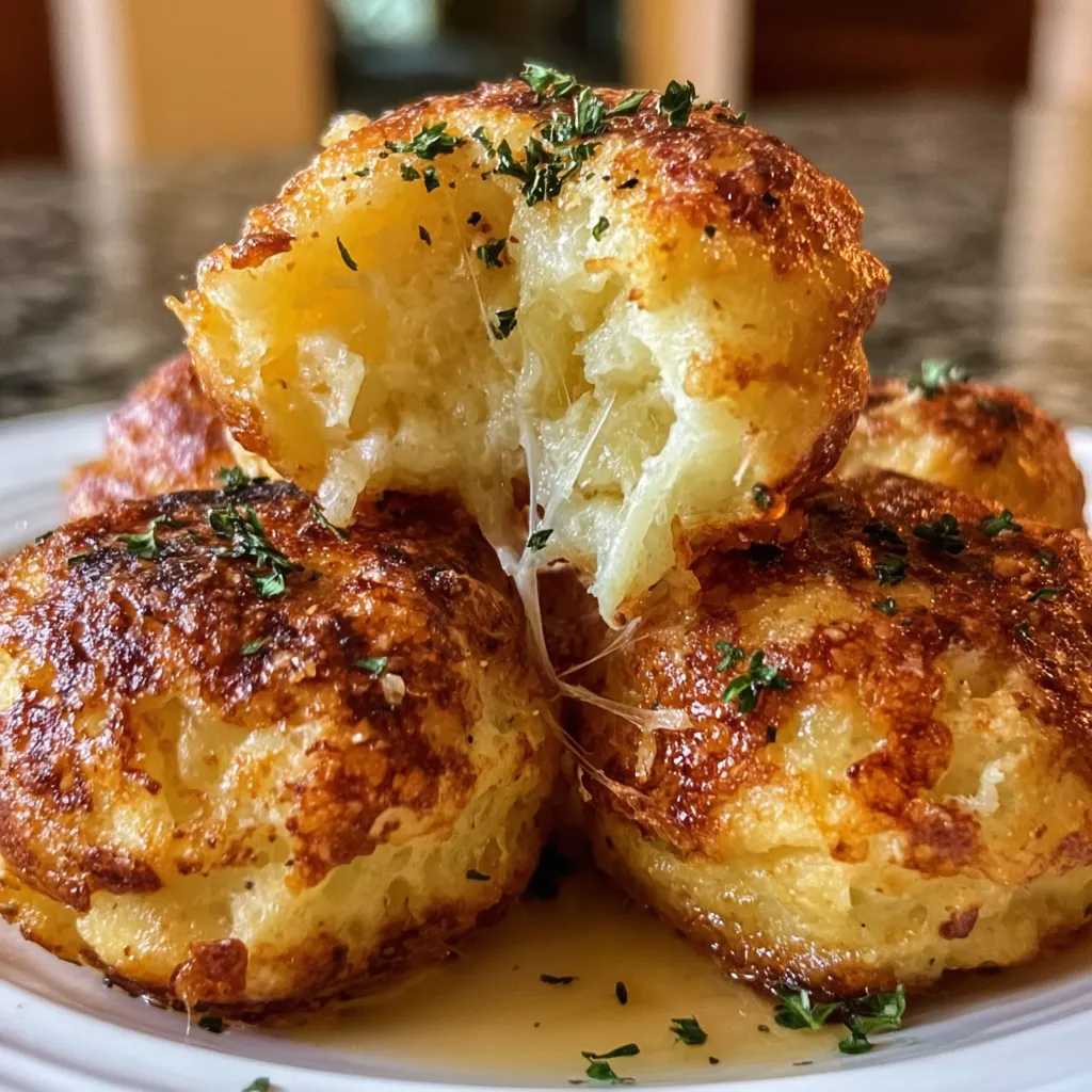 Crispy Golden Mashed Potato Cheese Puffs with Three-Cheese Blend and Fresh Herbs - main view