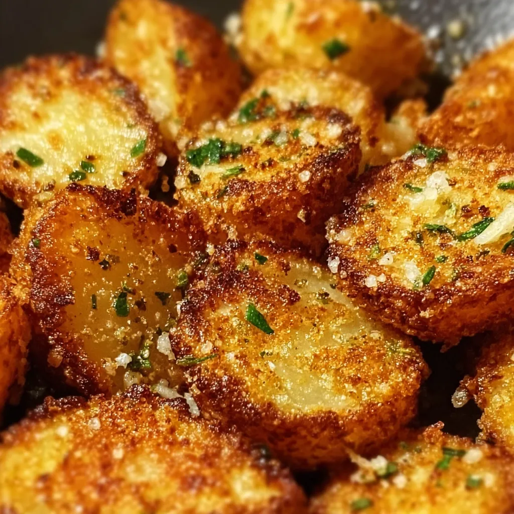 Ultimate Crispy Garlic Parmesan Crusted Golden Roasted Potatoes with Fresh Herbs - secondary view