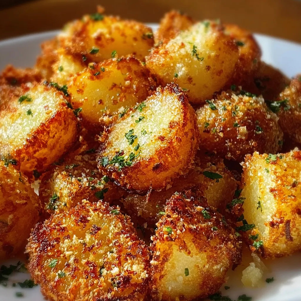 Ultimate Crispy Garlic Parmesan Crusted Golden Roasted Potatoes with Fresh Herbs - tertiary view