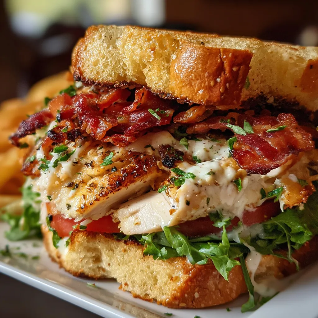 Ultimate Loaded Chicken Club Sandwich with Crispy Bacon and Avocado Ranch Spread - tertiary view