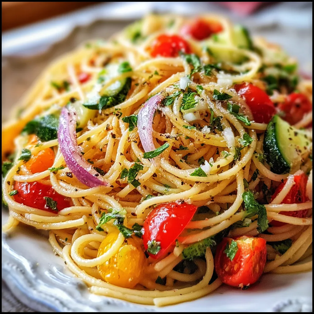 Classic Spaghetti Salad with Zesty Italian Dressing and Fresh Vegetables - main view