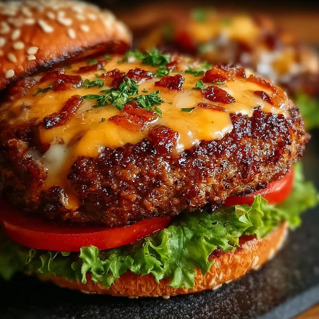 Ultimate Crunchy Burgers with Crispy Onions and Lettuce Slaw Topping - secondary view