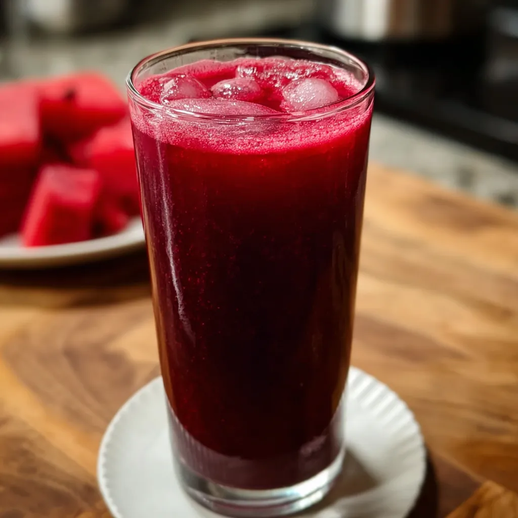 Fresh Watermelon Cherry Berry Beet Juice with Natural Antioxidant Power Boost - tertiary view
