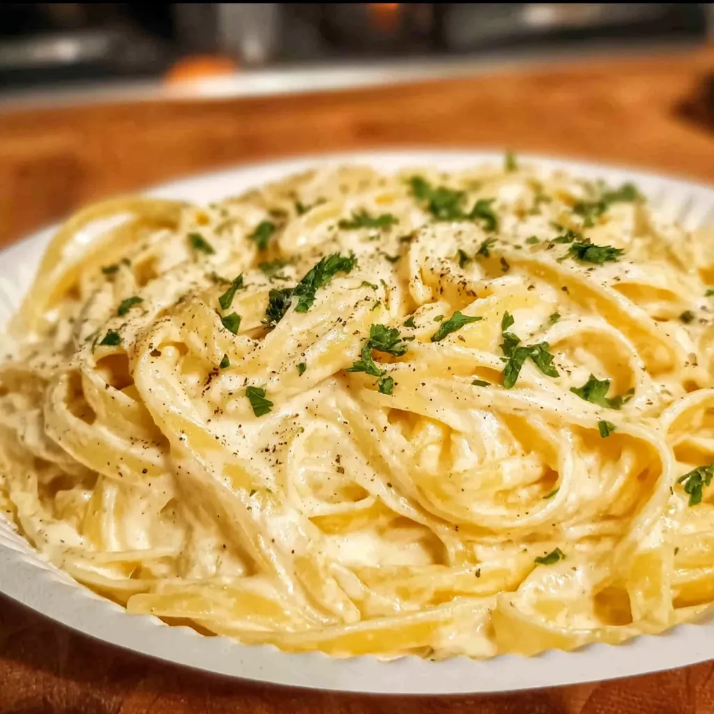 Rich and Creamy Fettuccine Alfredo with Fresh Parmesan and Butter Sauce - tertiary view