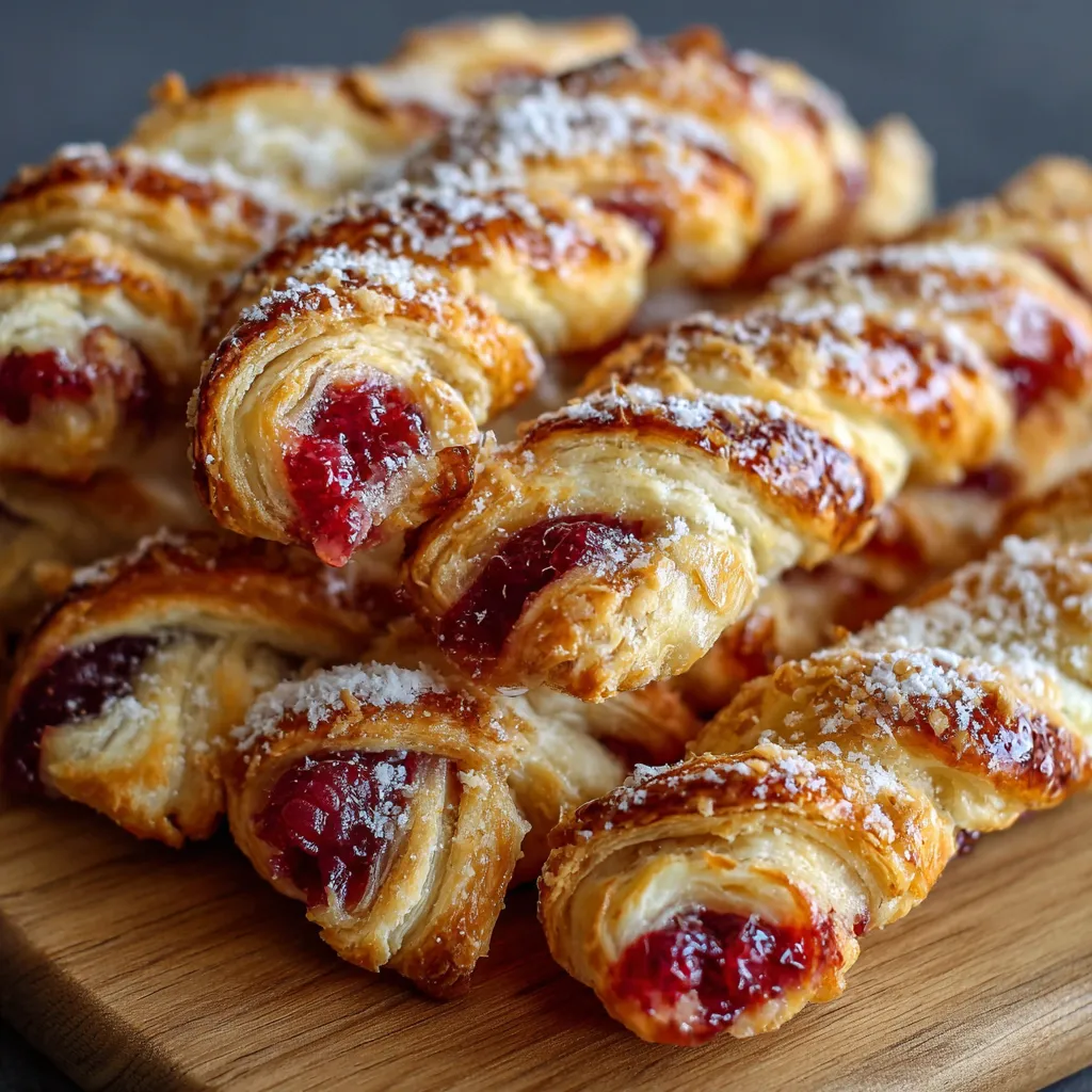 Buttery Flaky Raspberry Pastry Twists with Sweet Glaze and Fresh Berries - secondary view
