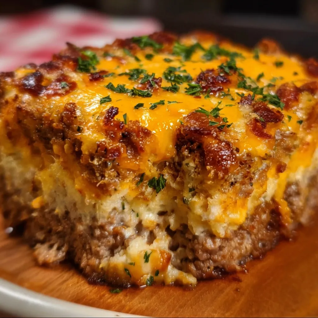 Ultimate Cheesy Meatloaf Casserole with Layers of Beef and Melted Cheese - secondary view