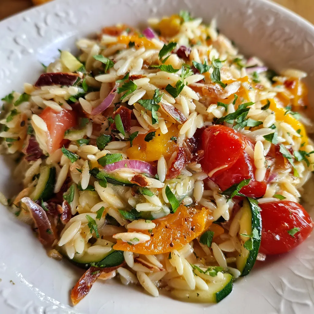 Fresh Summer Orzo Salad with Mediterranean Vegetables and Lemon Vinaigrette - main view
