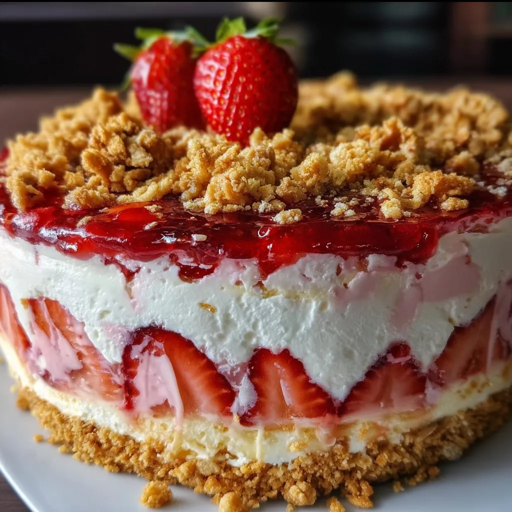 Berrylicious Strawberry Crunch Cheese Cake - The Ultimate Berry Bliss with Golden Crunch Perfection - tertiary view